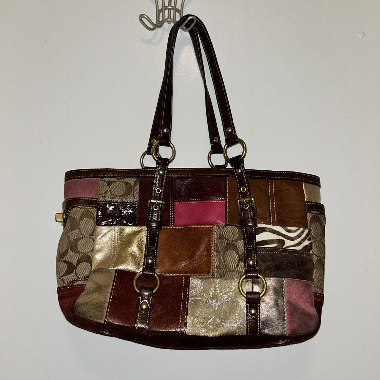 Coach holiday patchwork online purse