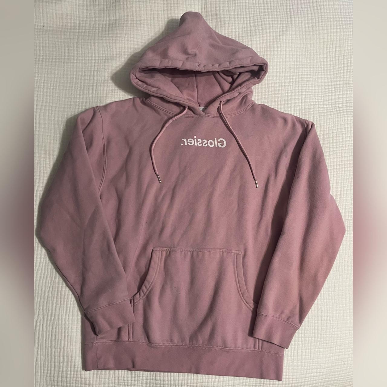 GLOSSIER PINK HOODIE Glossier exclusive baggy... - Depop