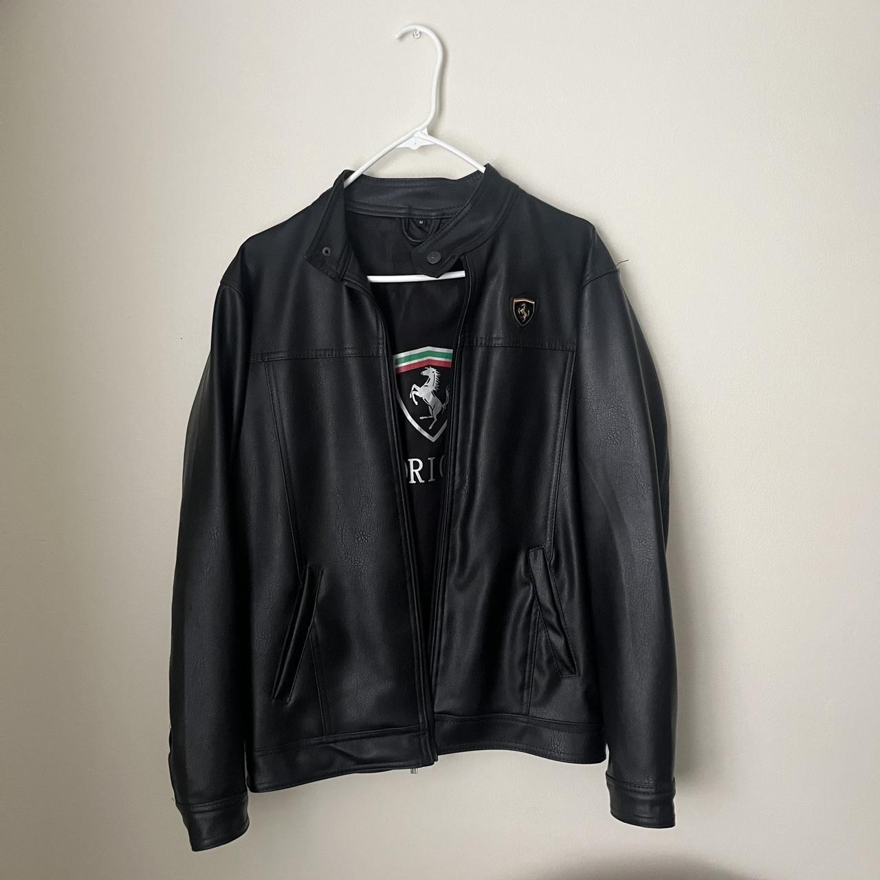 Emporio armani leather 2025 jacket ferrari