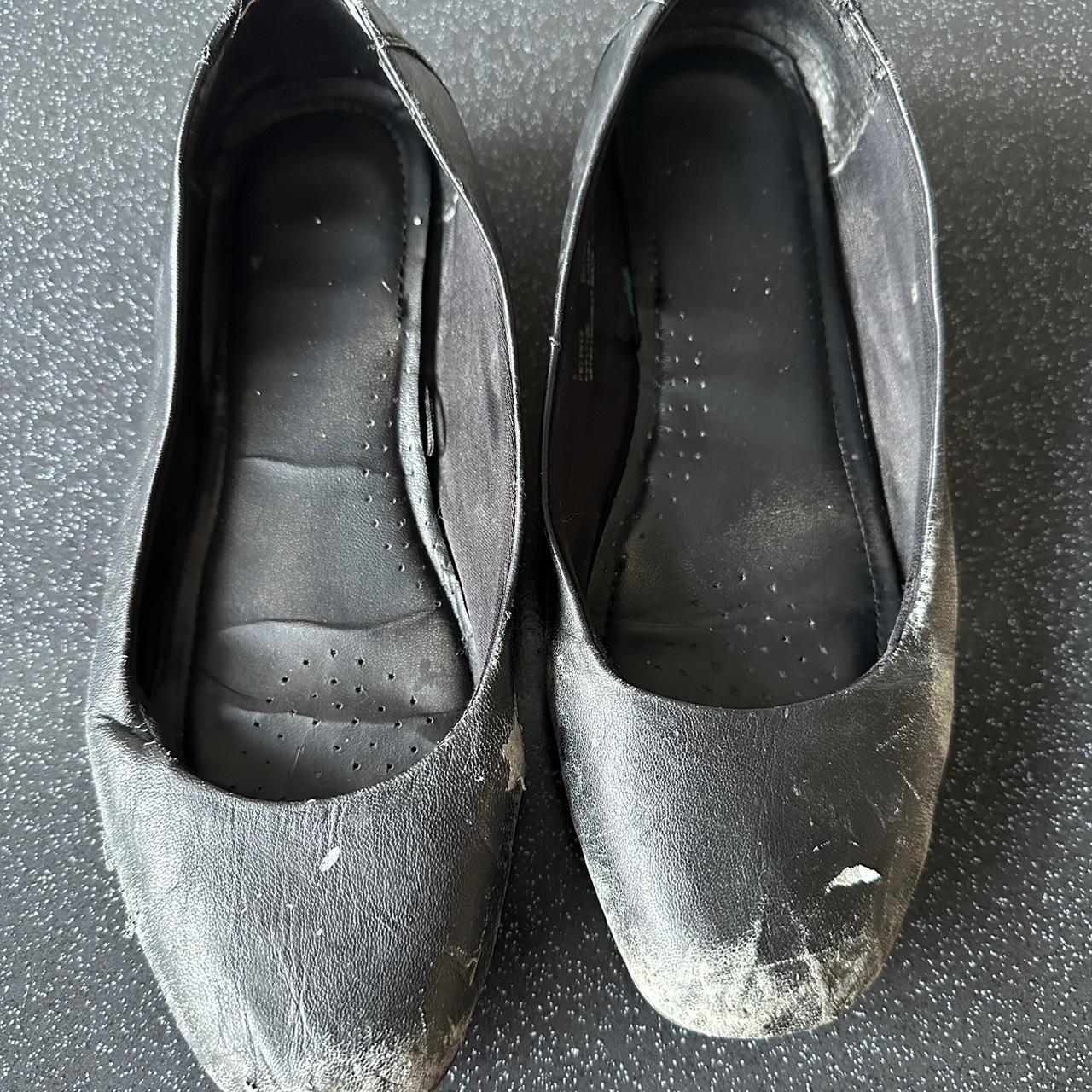 Well worn used goign cabin crew shoes