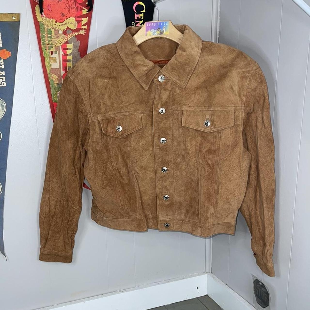 90s NEW Suede Leather Jacket... - Depop