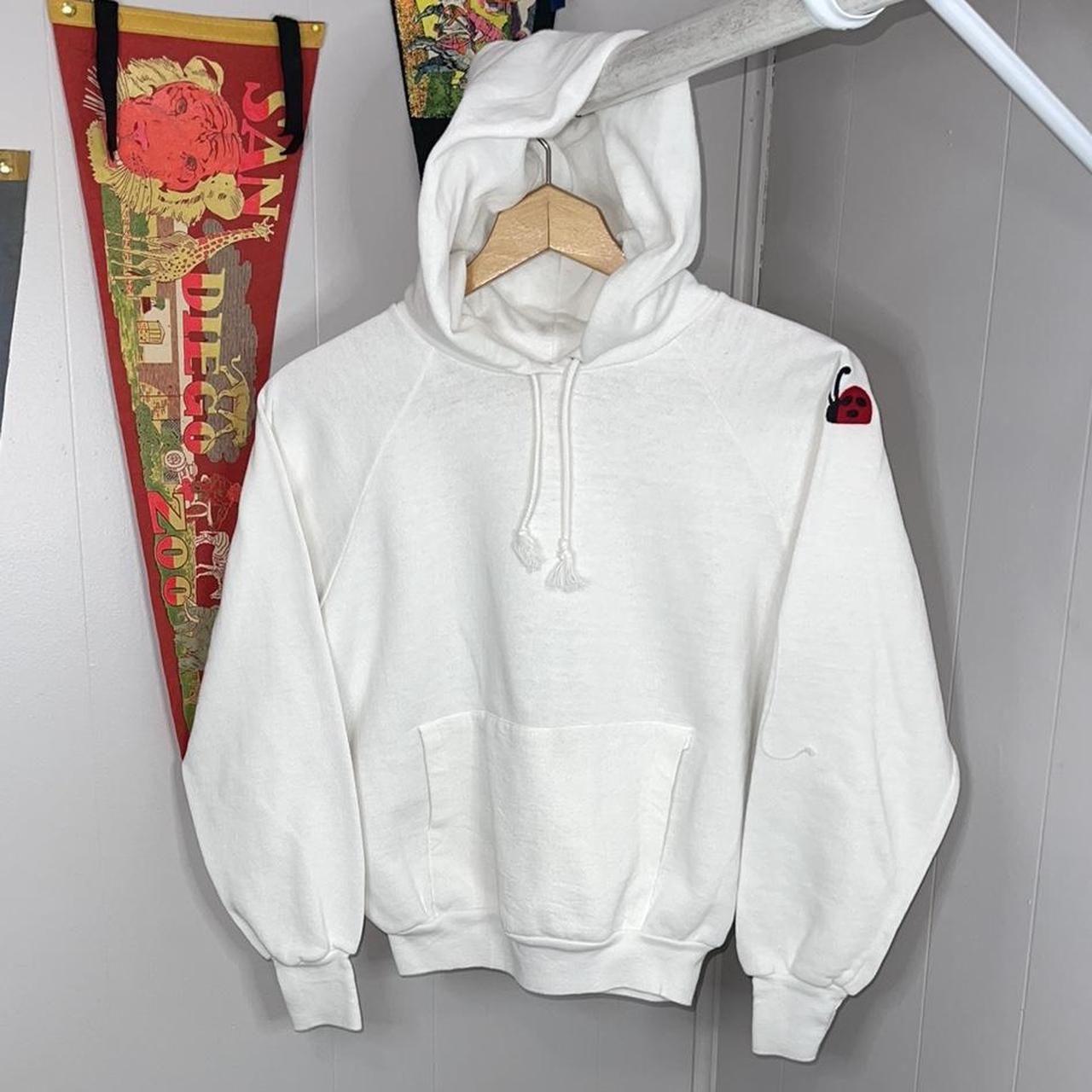 Men's White and Red Hoodie Depop