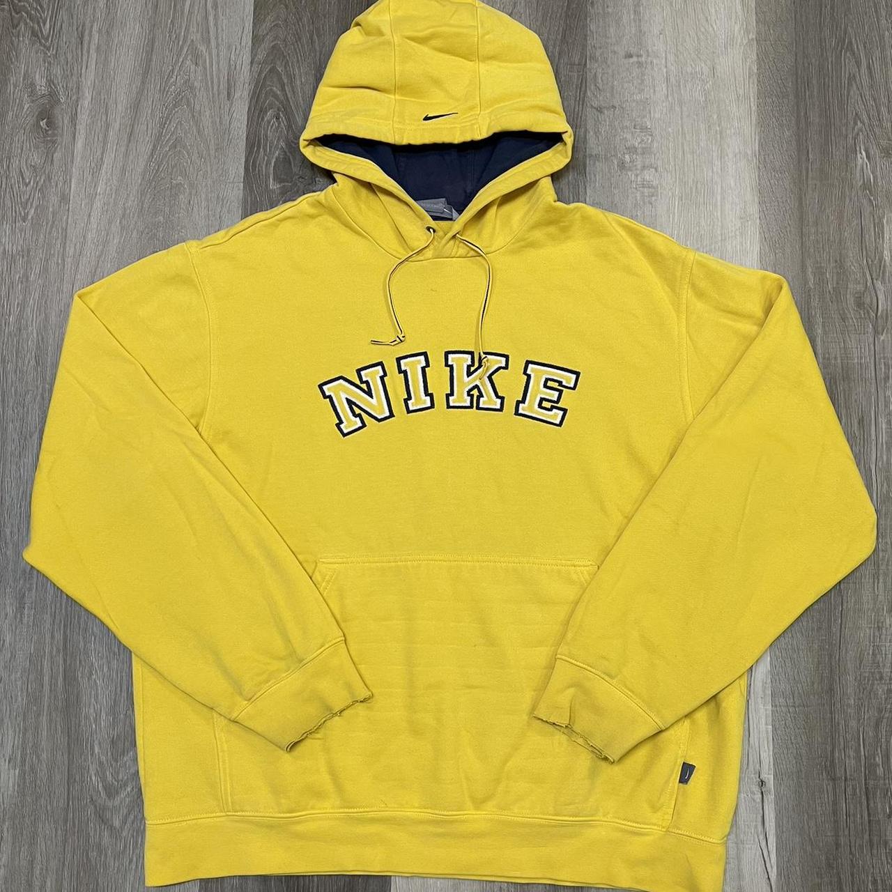 VTG Nike Yellow Hoodie Measurements: Fits like:... - Depop