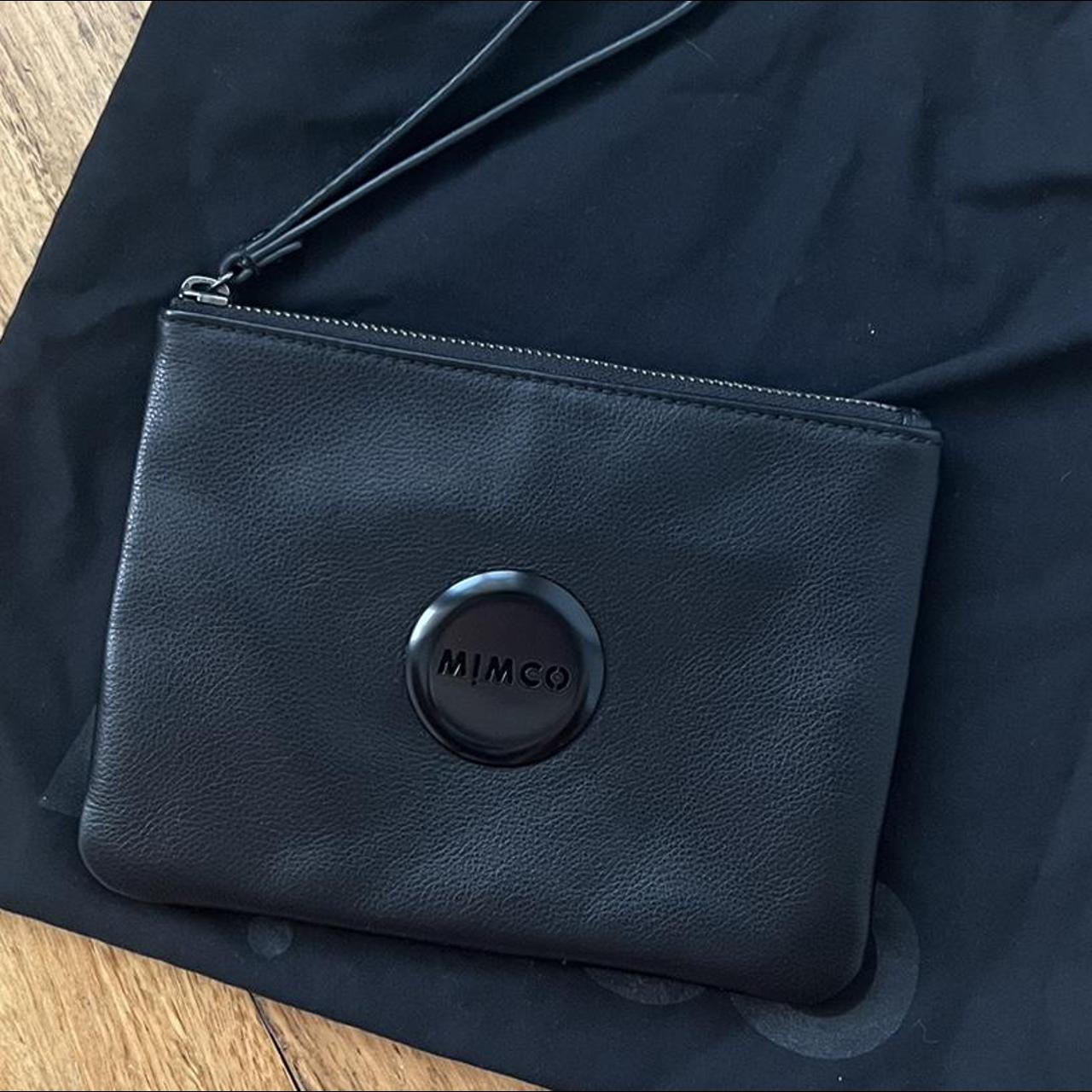 Mimco Pouch Black Leather with gunmetal zip Medium... Depop