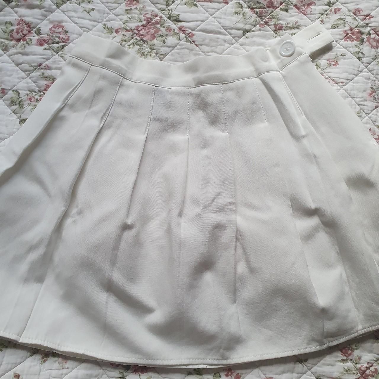 message before purchase ♡ white pleated skirt size... - Depop