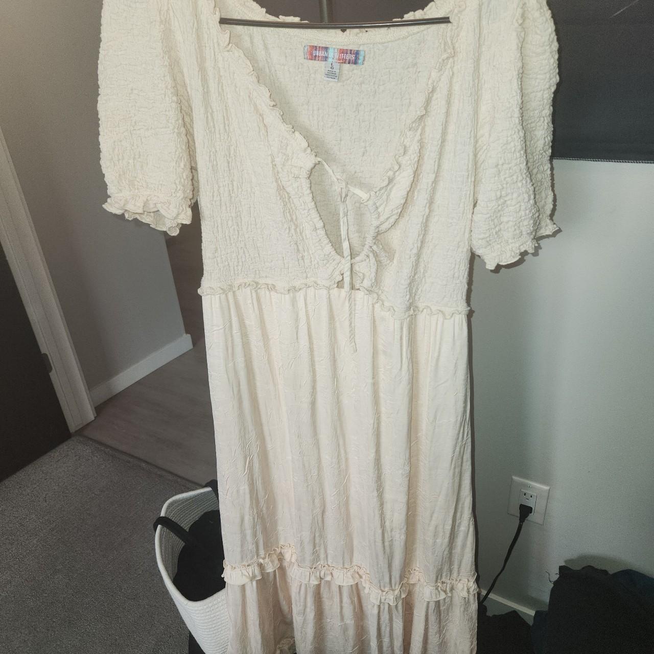 Large cottage core white beige dress. Worn a couple... - Depop