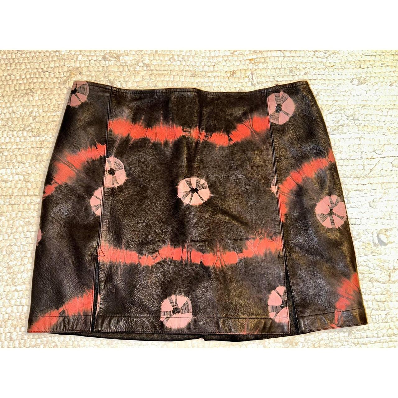 VINTAGE BETSEY JOHNSON TIE DYE LEATHER MINI SKIRT S Depop