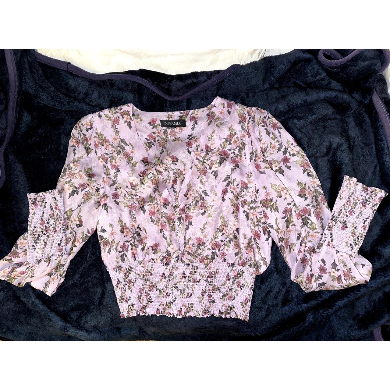 INTERMIX ELIN FLORAL outlet 100% SILK TOP S/M