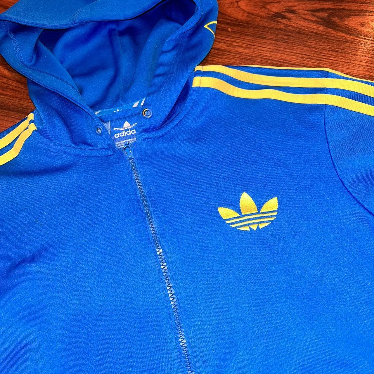 Blue and clearance yellow adidas hoodie