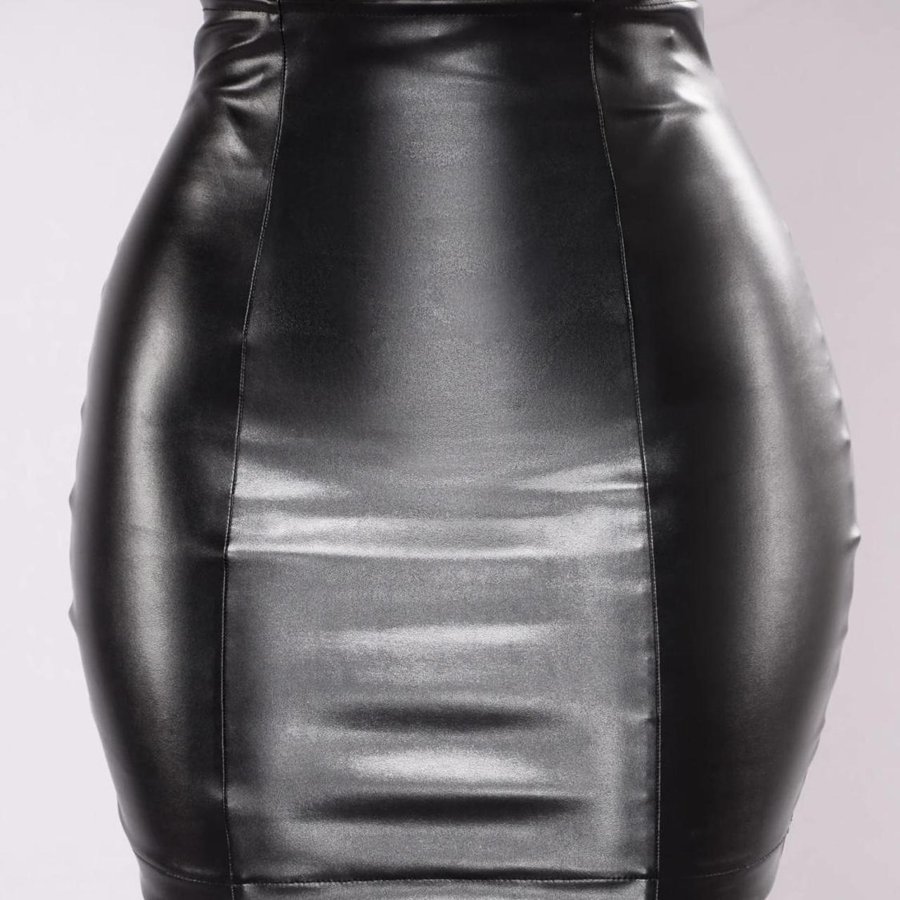 Fashionnova Carlibell Faux Leather Skirt Black Size Xl Depop 0954