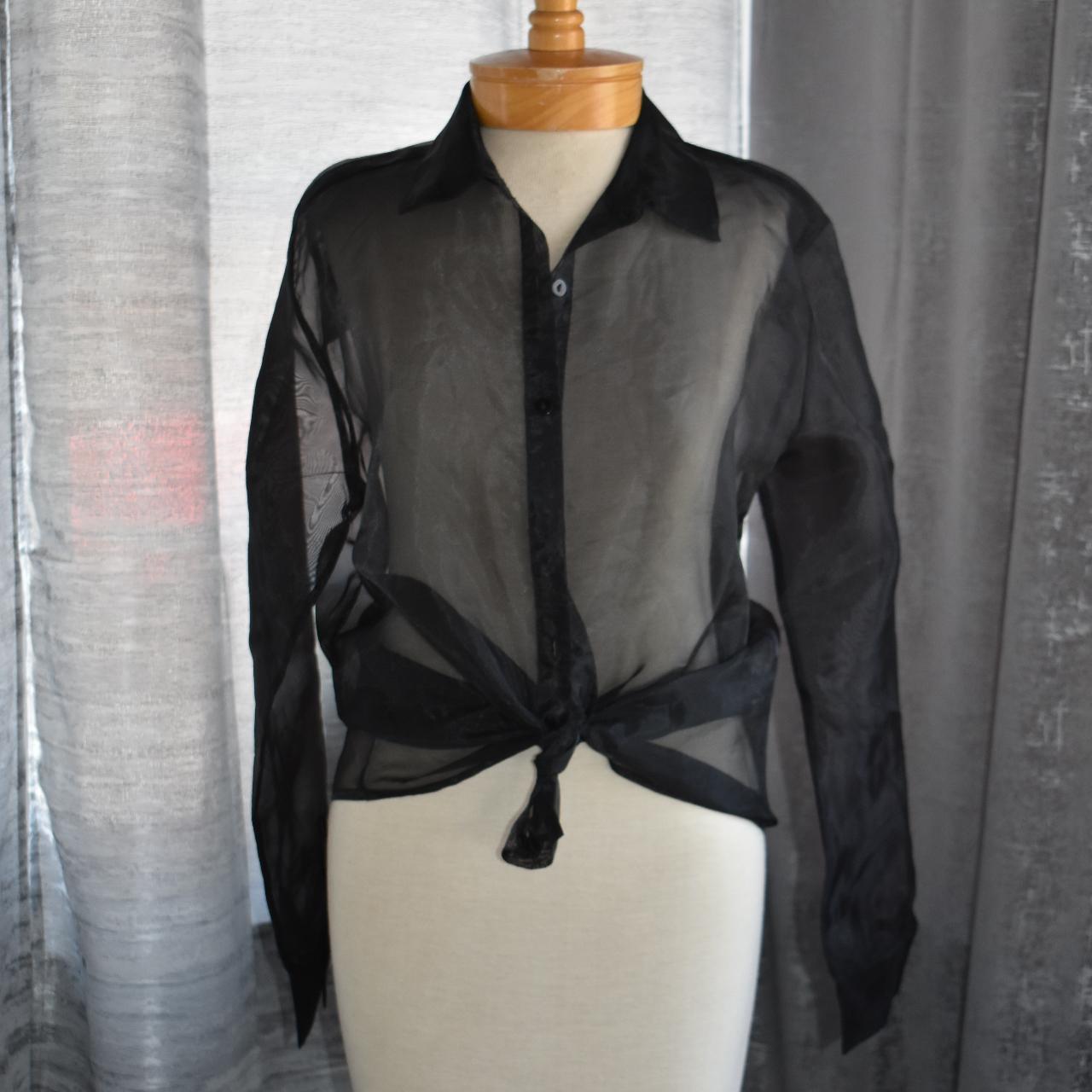 Sheer black Shirt - Forever 21 new with tag size M - Depop