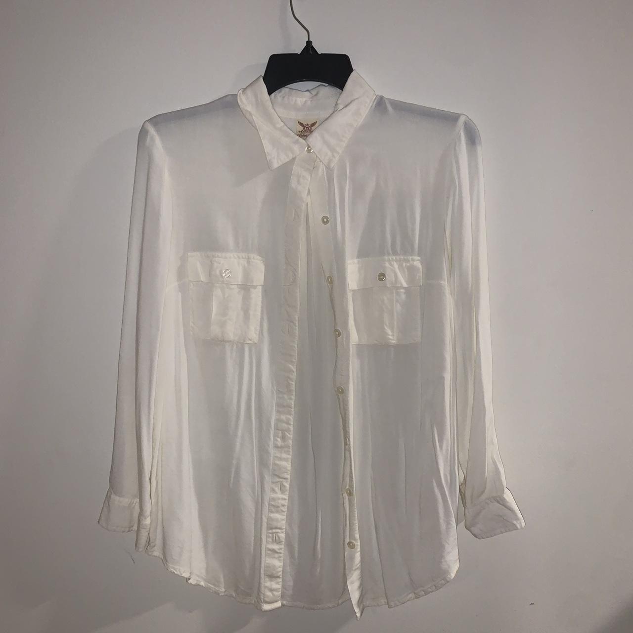 Faded Glory Women's White and Cream Blouse | Depop