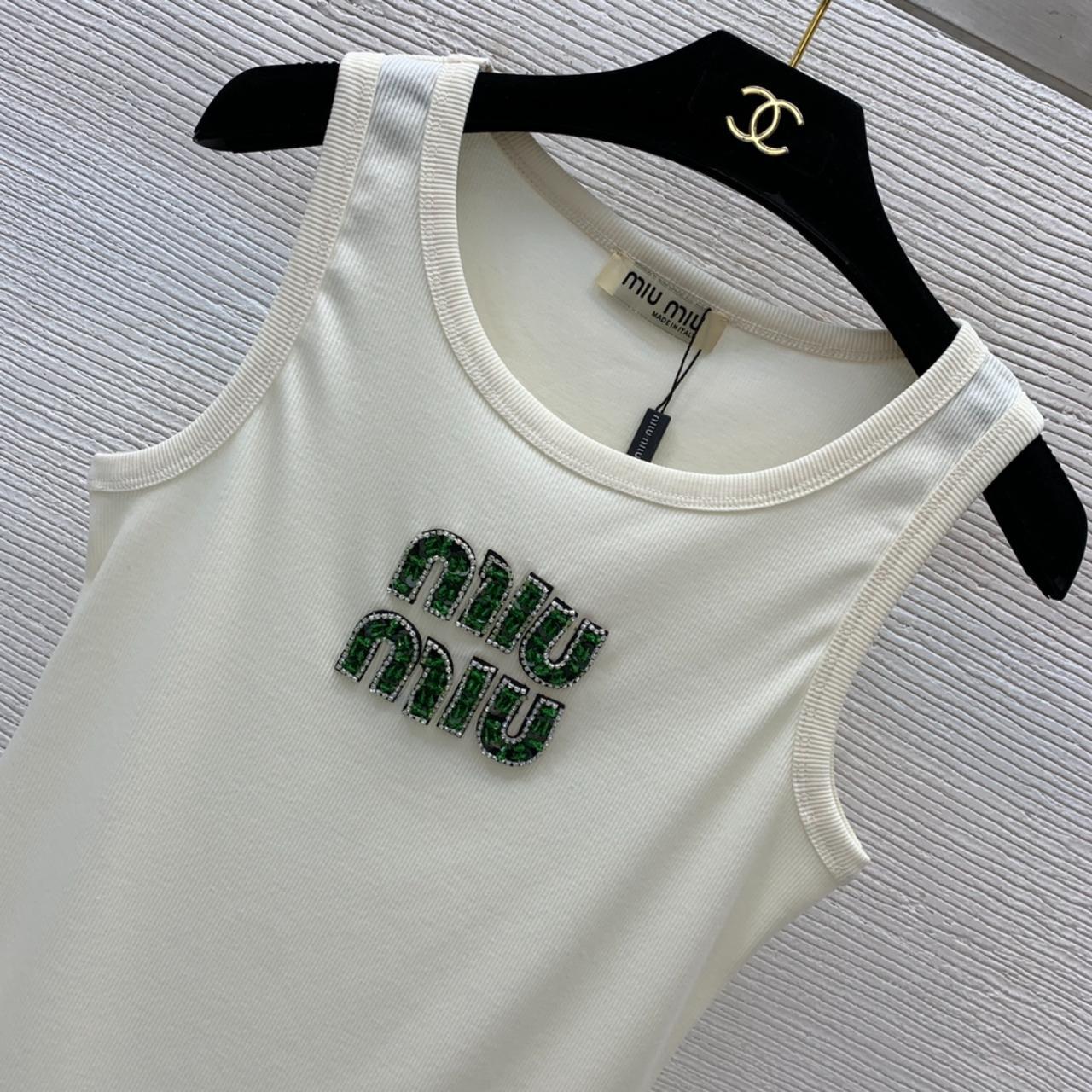 Miu Miu Women's Tank top - Cream/Green - S – Miu … - image 3