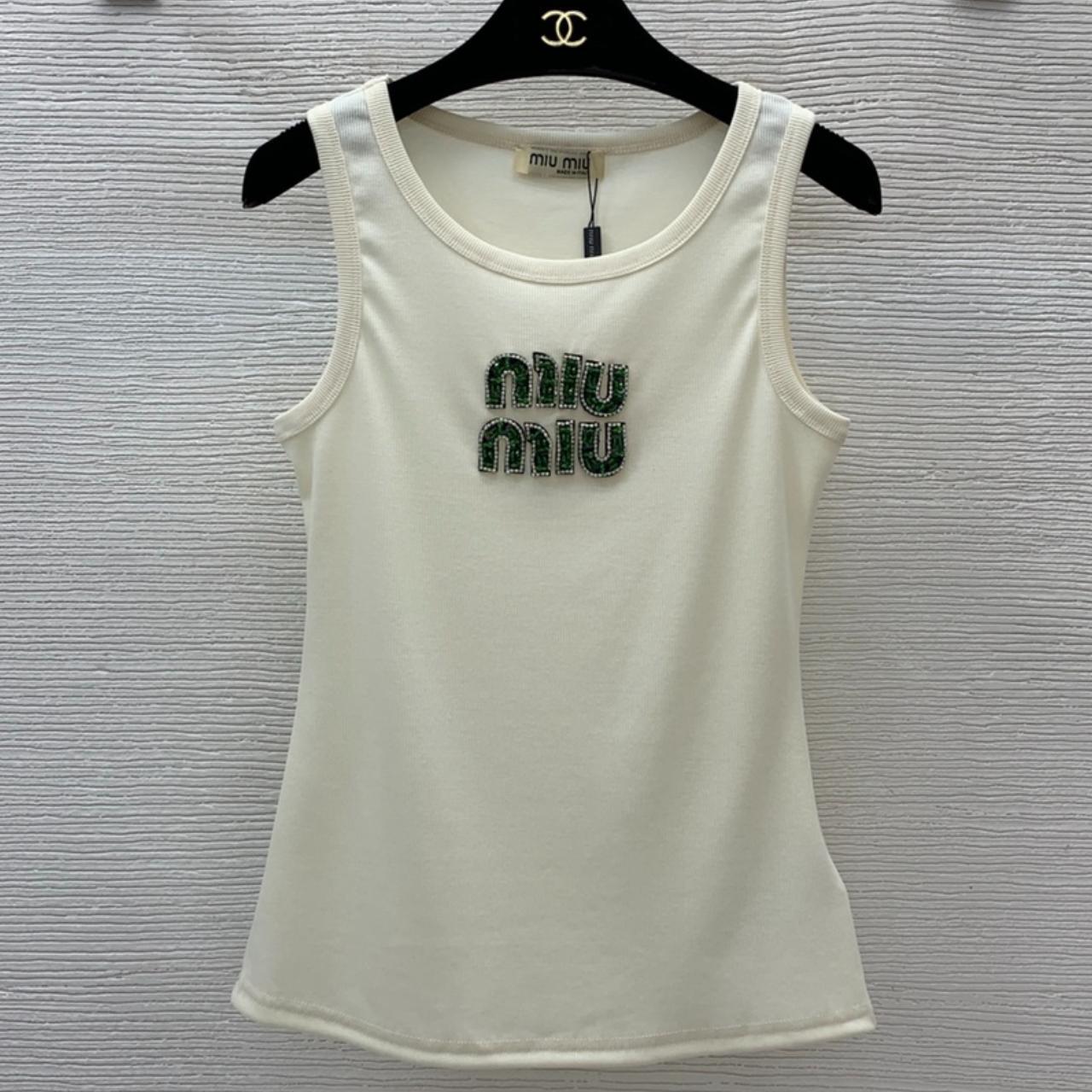 Miu Miu Women's Tank top - Cream/Green - S – Miu … - image 1