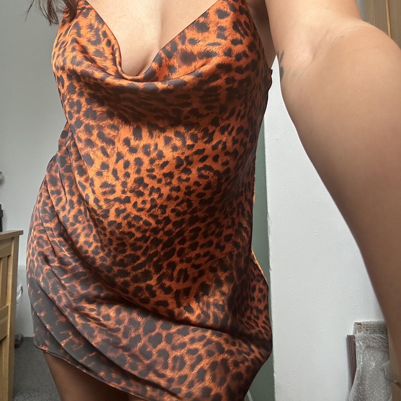 Zara Animal Print Slip Dress Orange Black,