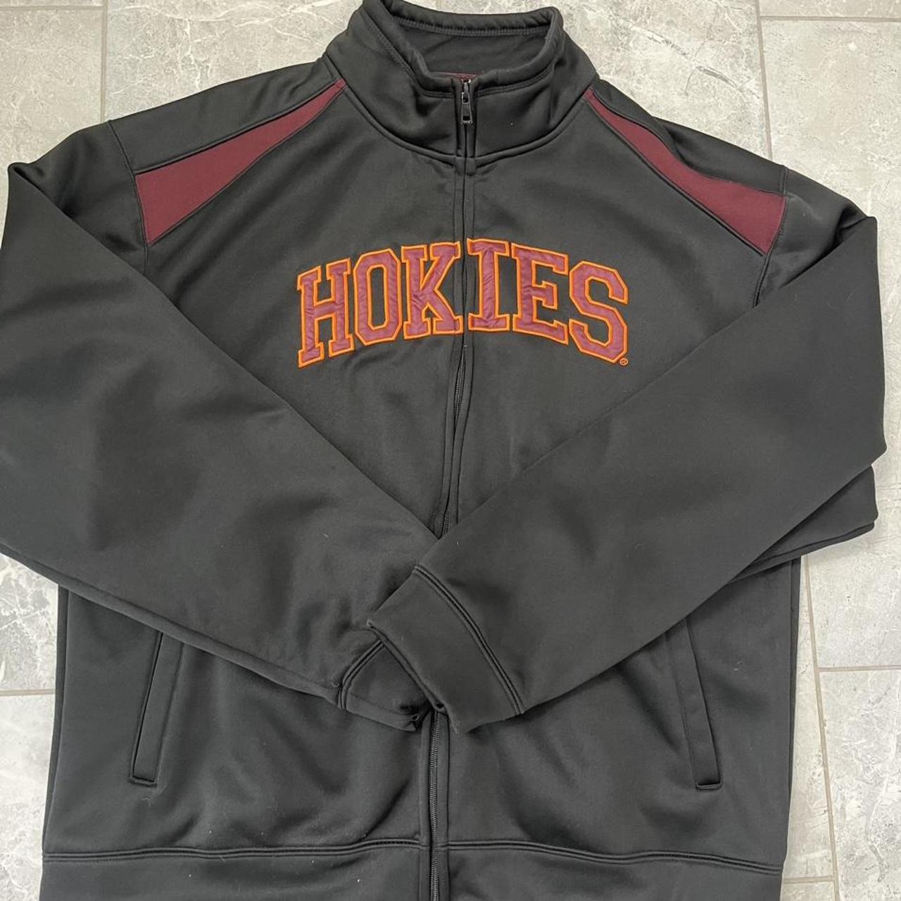 VT HOKIES ZIPUP Across zip Hokies text Virginia... - Depop