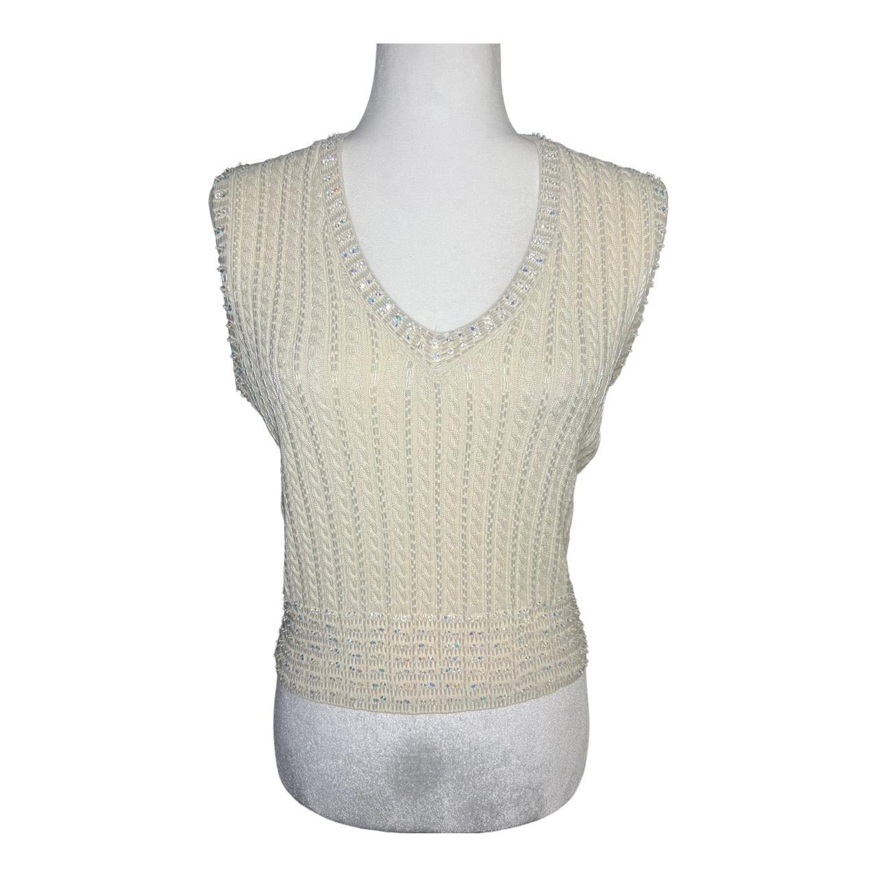 Vintage Beaded Knit Sweater Vest Y2K Glam