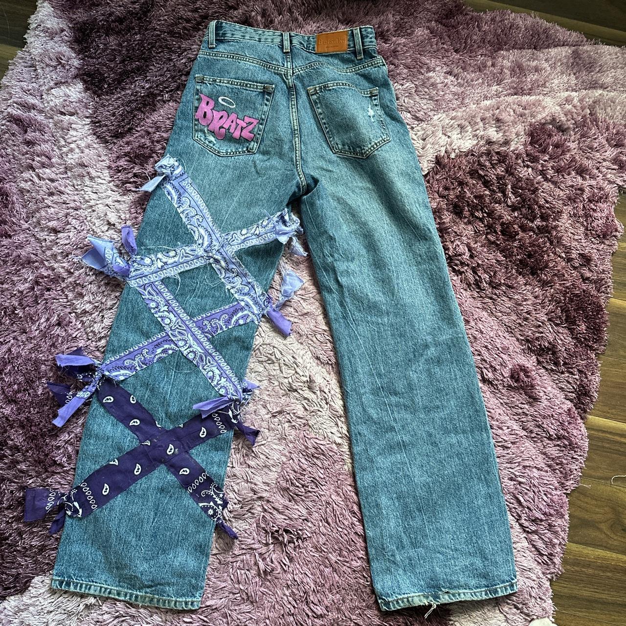 bershka bratz 90s wide leg jeans. it was bough plain... - Depop