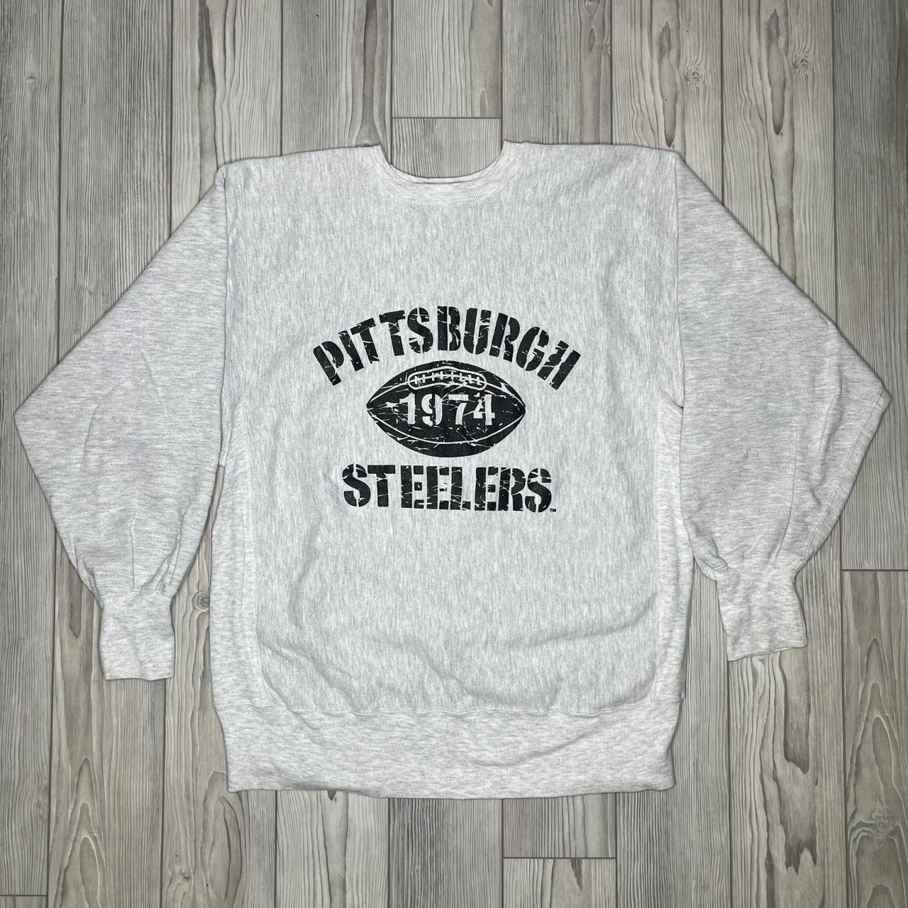 Vintage Pittsburgh Steelers Sweatshirt Grey Vintage - Depop