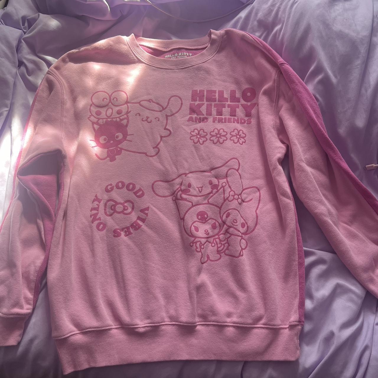 hellokitty and friends pink twotone sweatshirt!!... - Depop