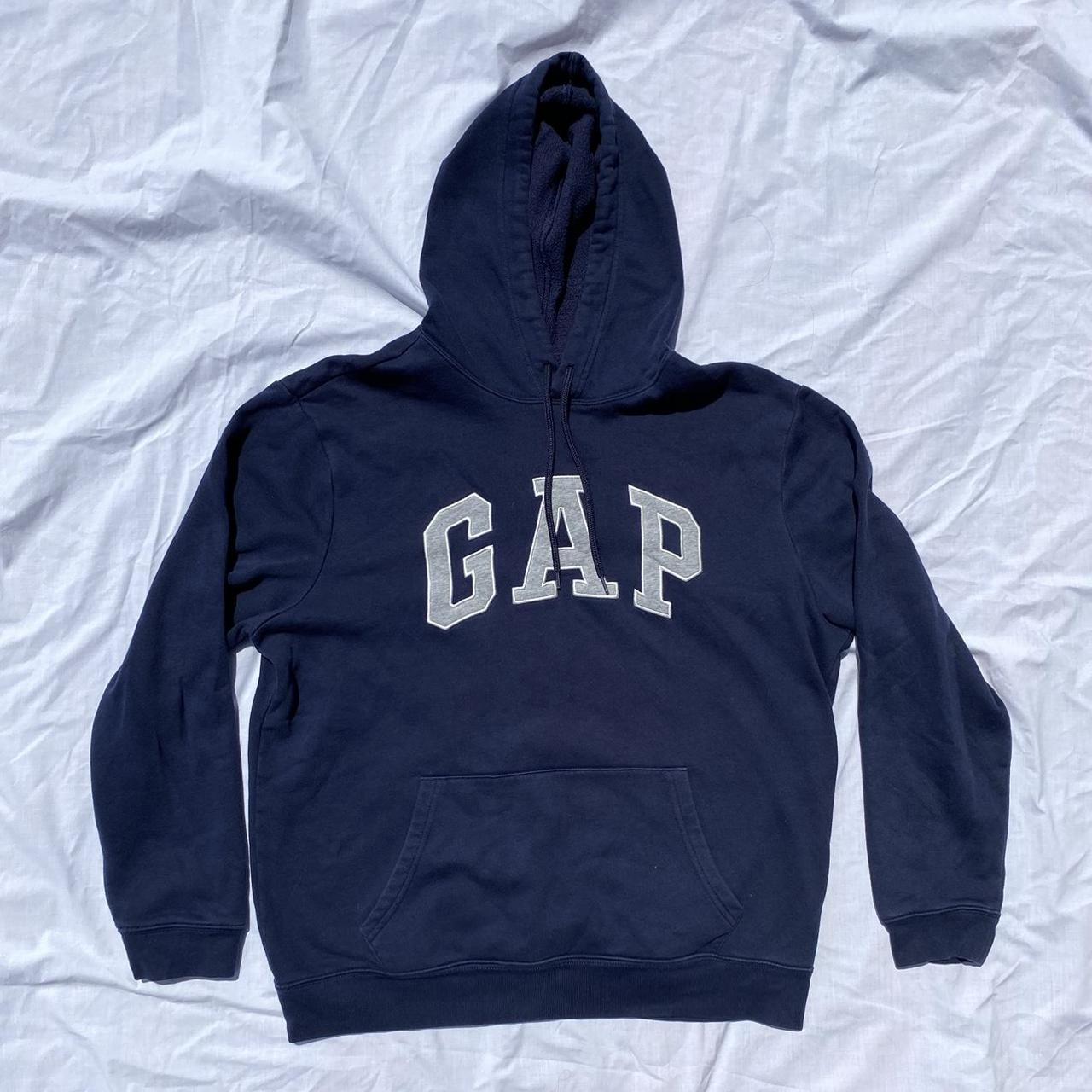 Gap Women's Navy and Grey Hoodie | Depop