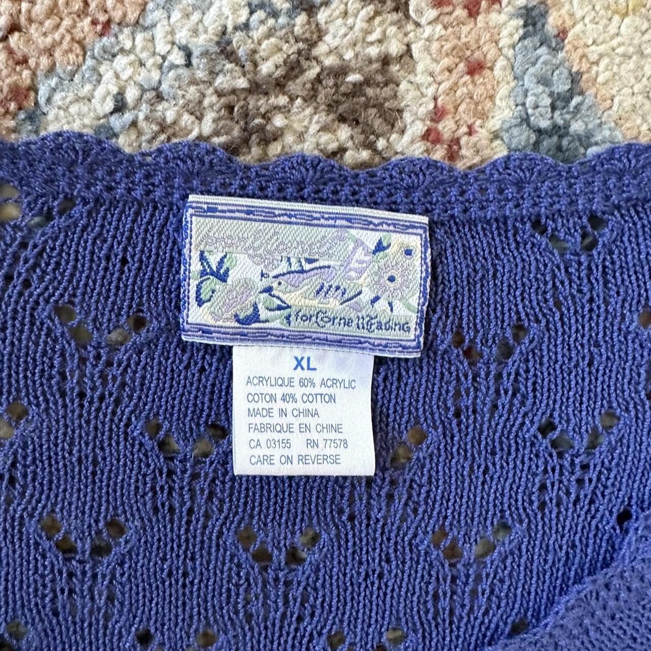 vintage blue/purple crochet cardigan size: XL fits:... - Depop
