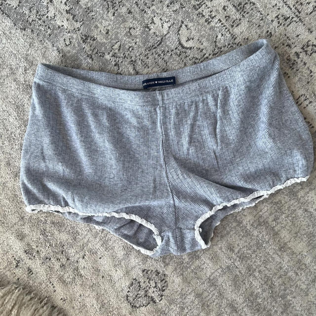 BRANDY MELVILLE grey ribbed mini shorts. Hardly worn - Depop