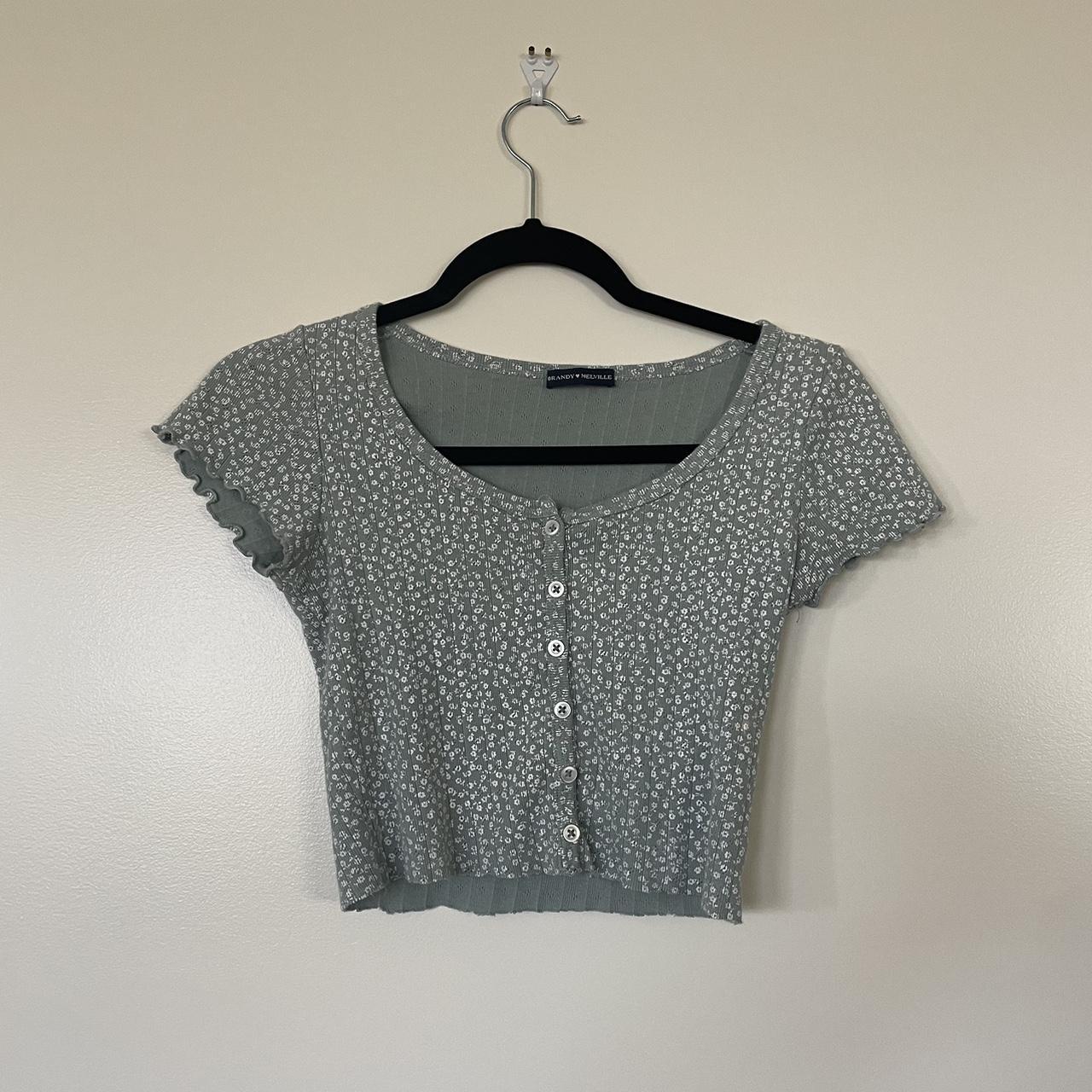 zelly floral top light sage • brandy... Depop