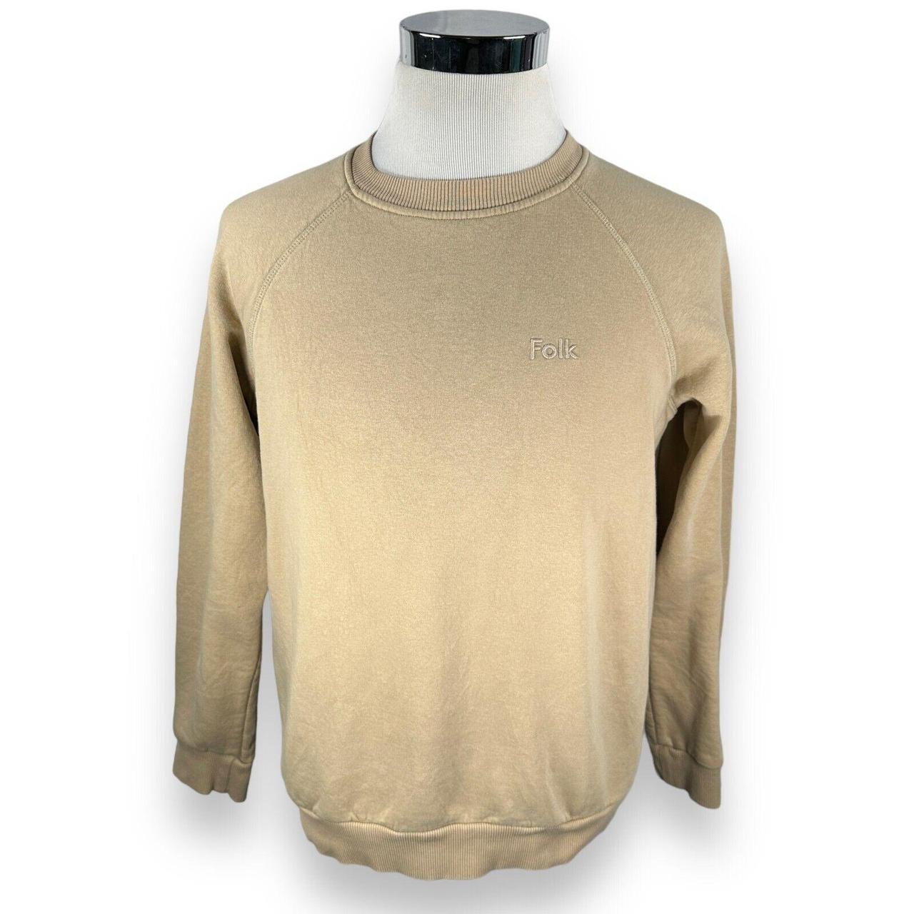 Folk Sweatshirt Mens 3 Medium Beige Tan Fleece Lined. Depop