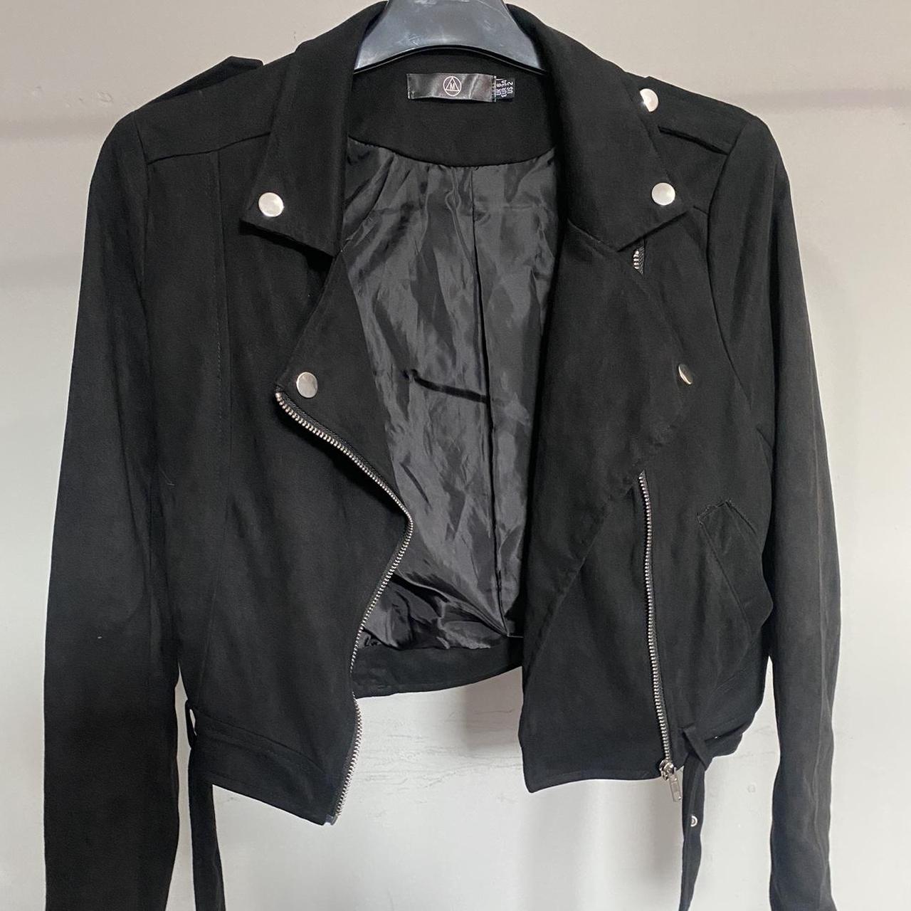 Black suede biker jacket Missguided UK 6 suede. Depop