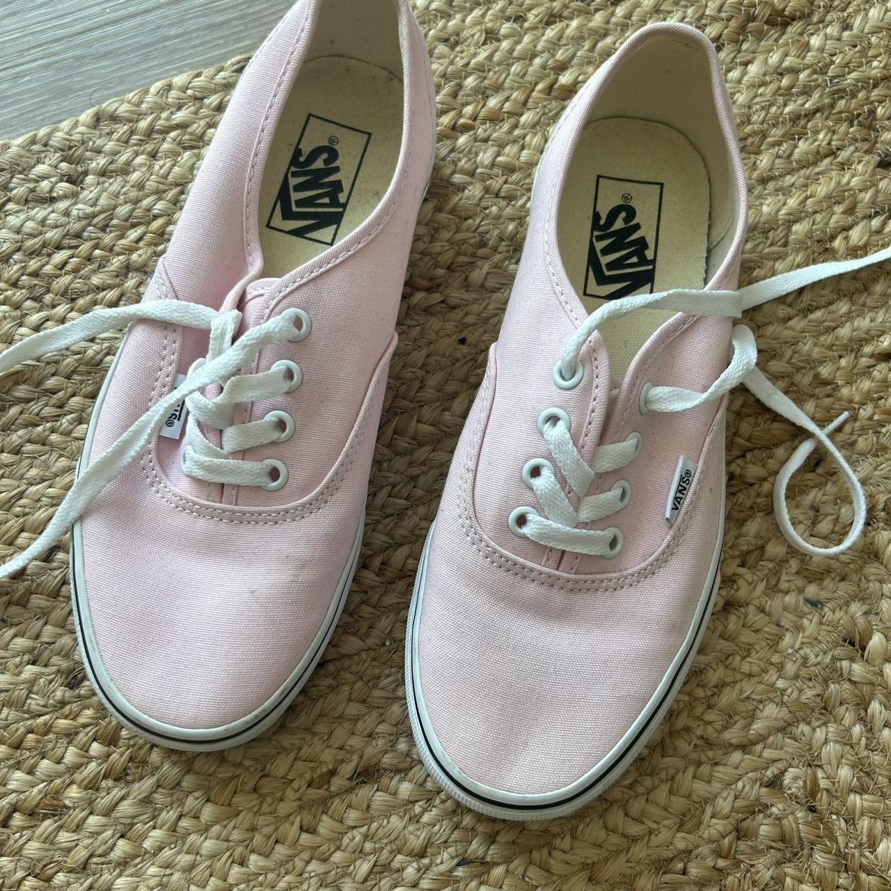 Women s light pink Vans trainers UK size 5 Worn. Depop