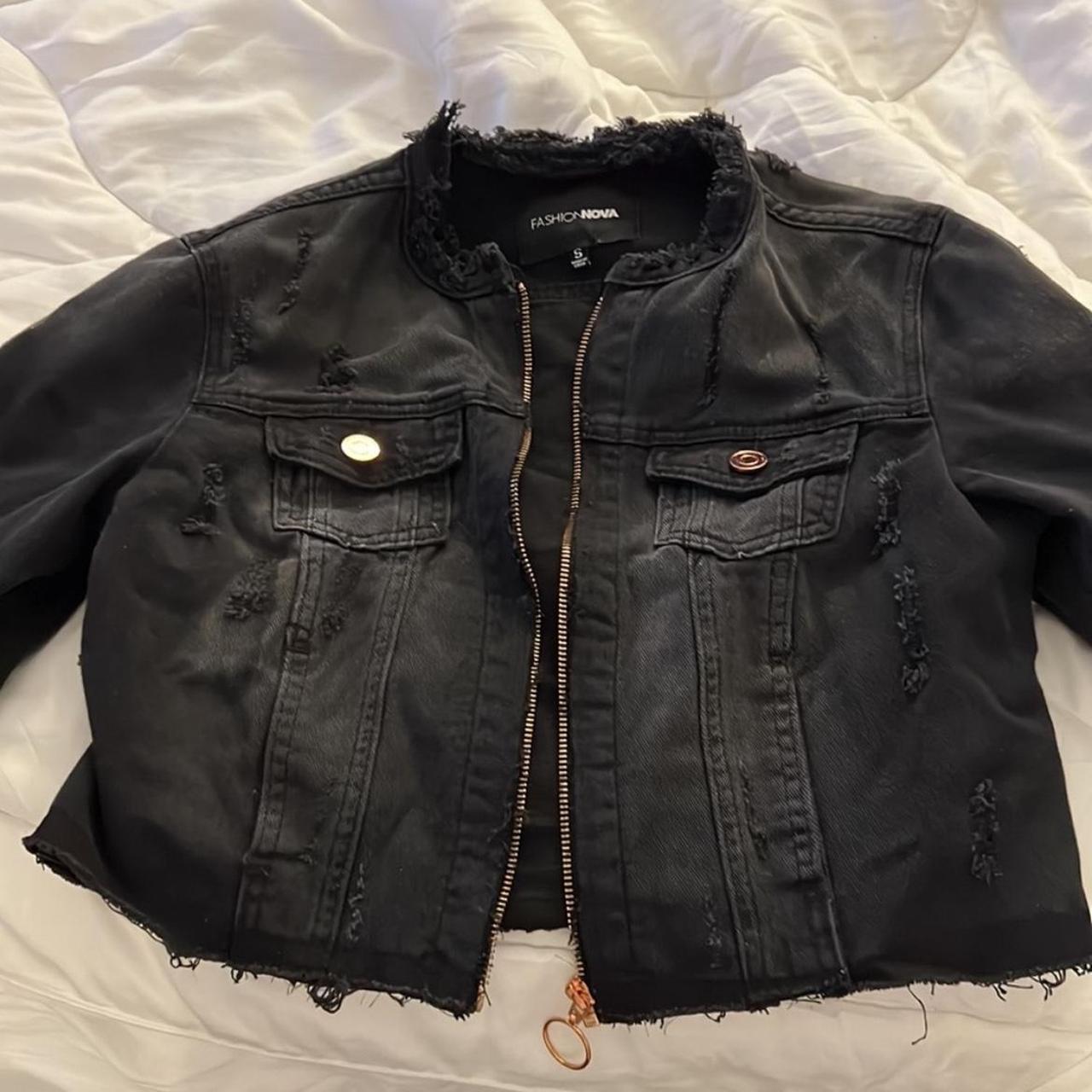 Black denim jacket fashion nova best sale