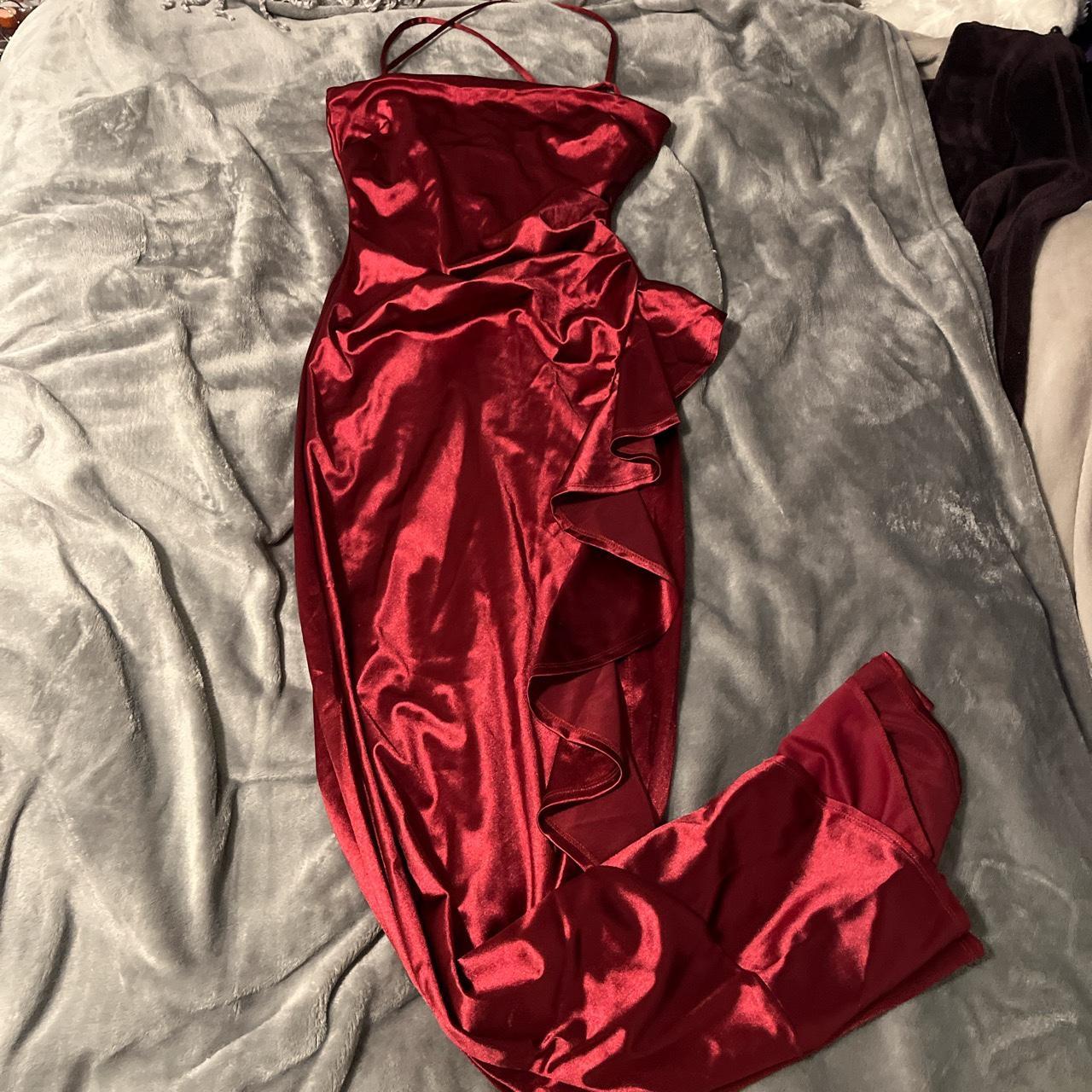 Beautiful Silk Red Prom Dress No flaws Size small... - Depop