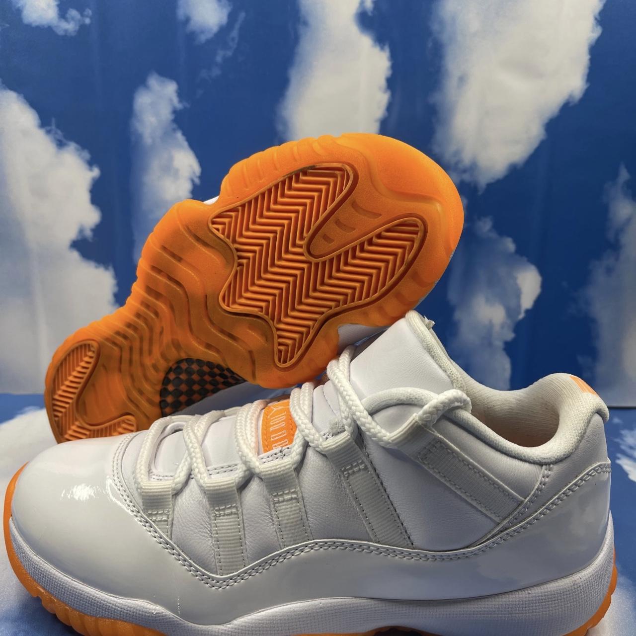 Jordan White and Orange Trainers Depop