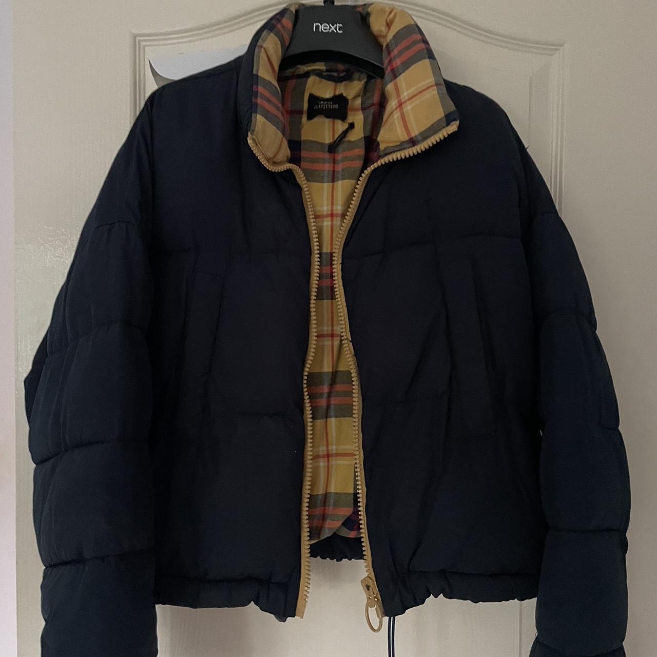 navy blue and plaid reversible urban outfitters... - Depop