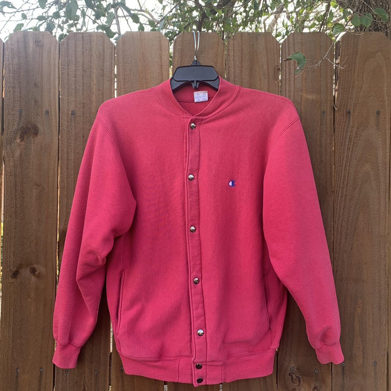 Vintage 80's Champion Reverse Weave heavyweight snap... - Depop