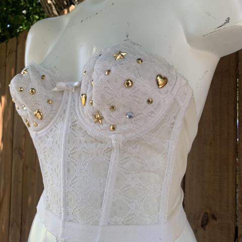 dreamy creme vintage bustier corset ❥ brand - - Depop