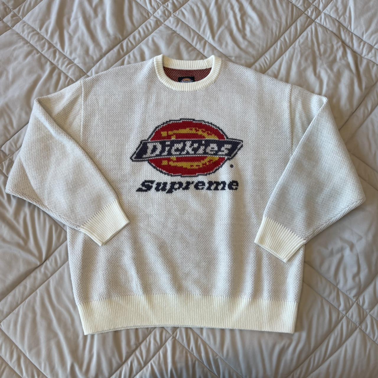 White supreme-knit-sweater - Depop White supreme-knit-sweater - Depop