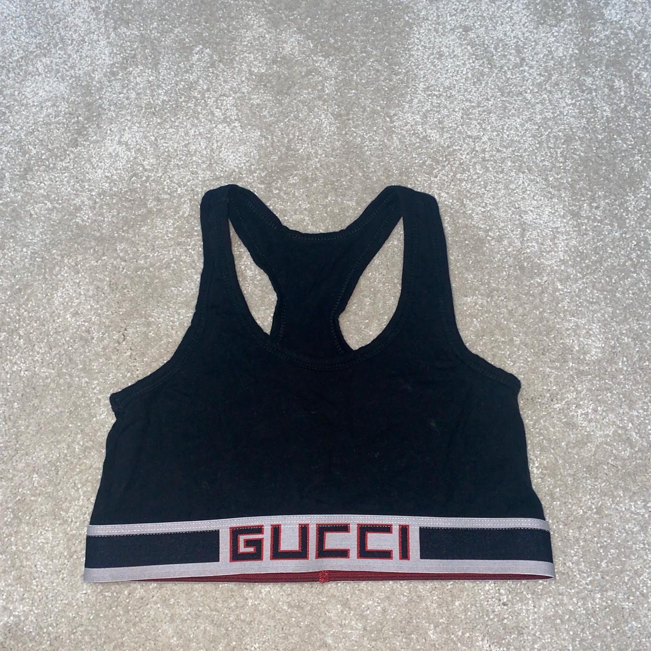 Women's black Gucci sports bra Size small Only worn - Depop
