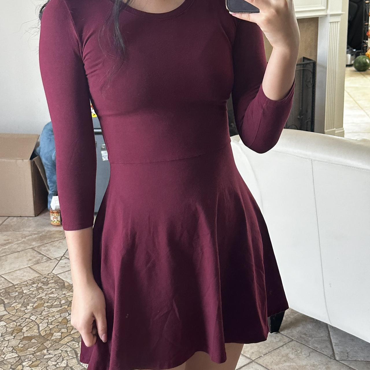 forever 21 cute burgundy mini dress size s Depop