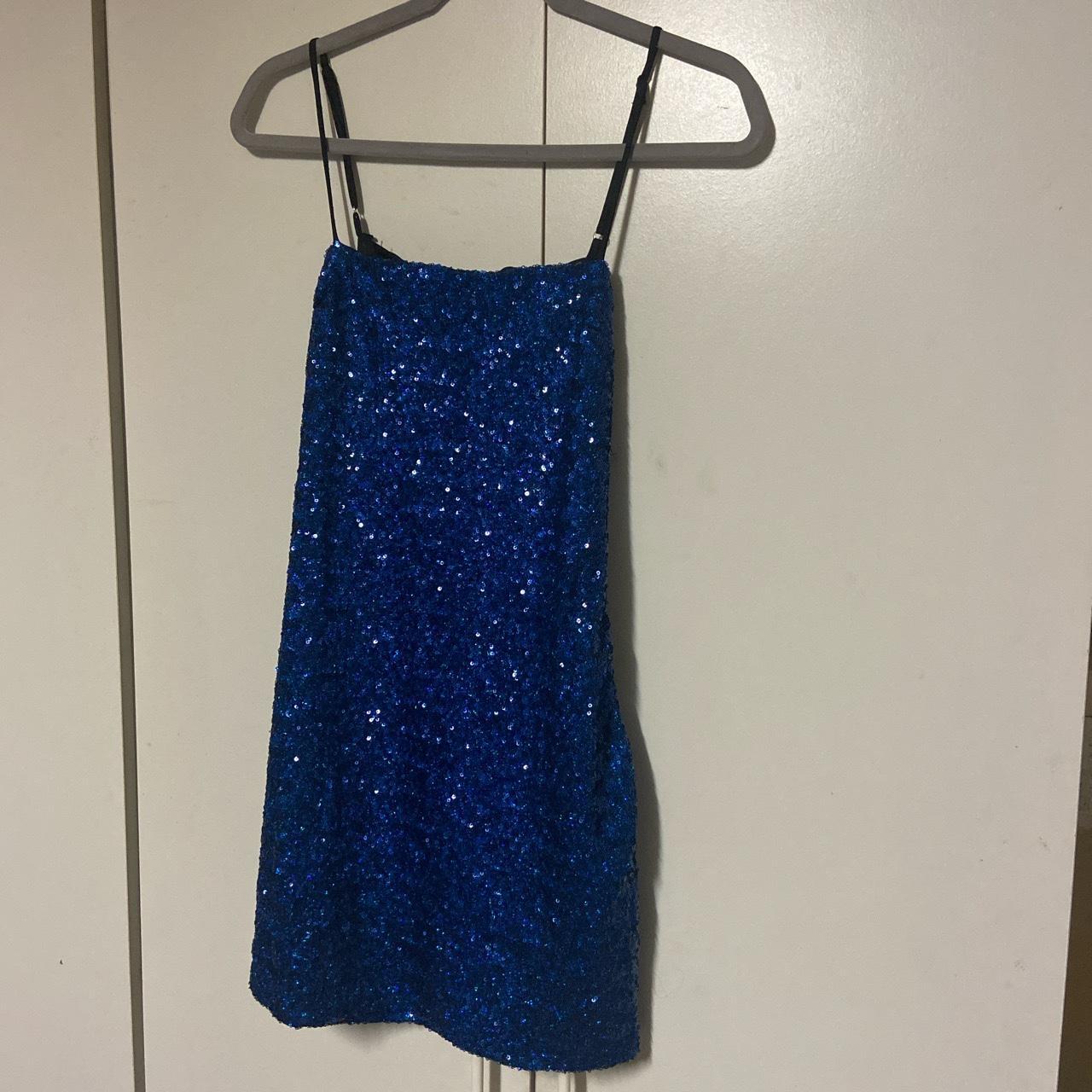 Lucy in the Sky Mini Dress. Blue sequins. PERFECT... - Depop