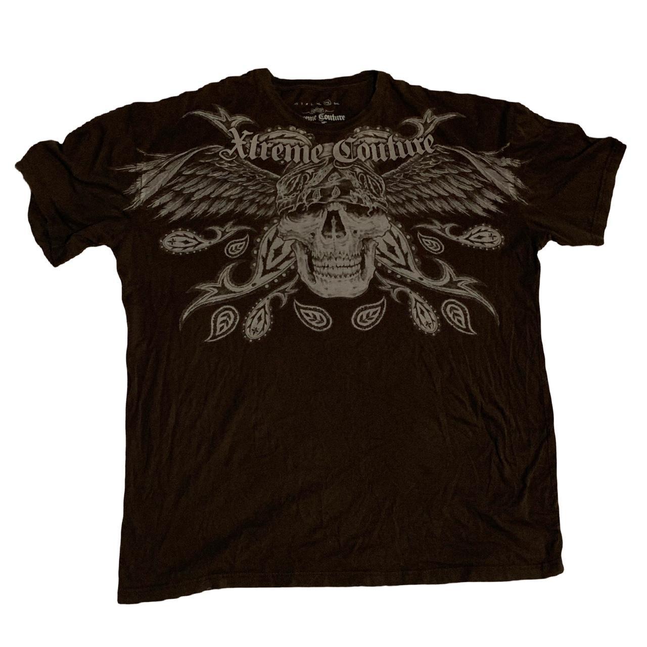 affliction-men-s-brown-and-cream-t-shirt-depop