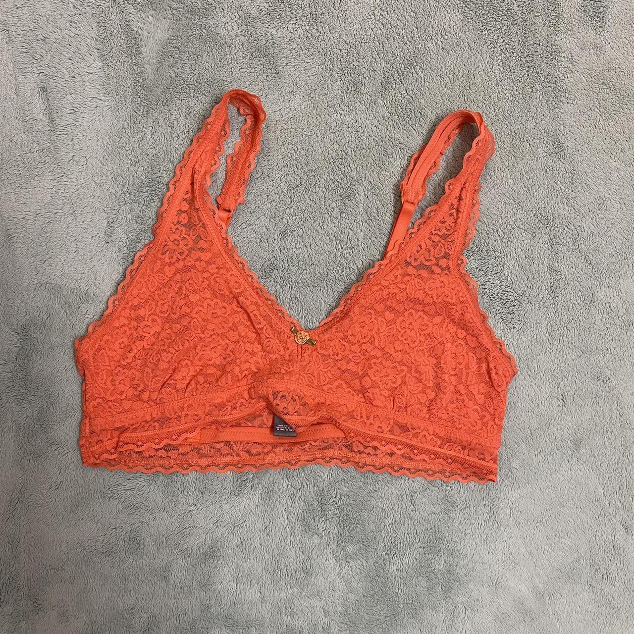 Size L Aerie Orange Bralette with a rosette detail... - Depop