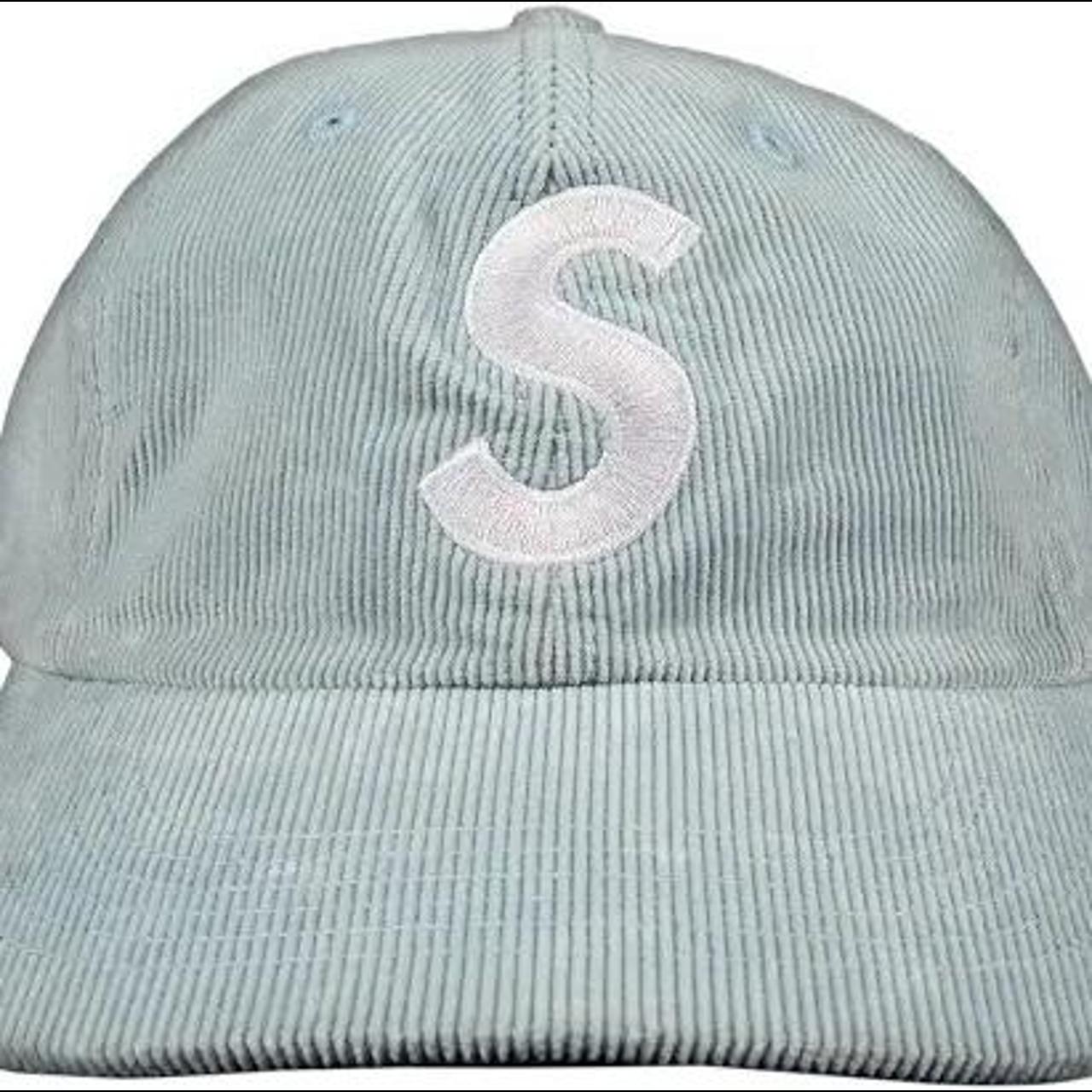 Supreme corduroy 6 panel s logo hat in light blue,... - Depop