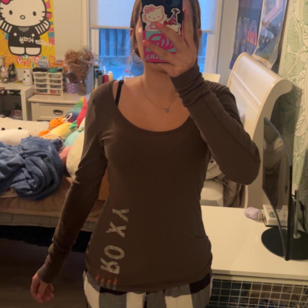 the cutest brown roxy tight long sleeve ! size xs -... - Depop