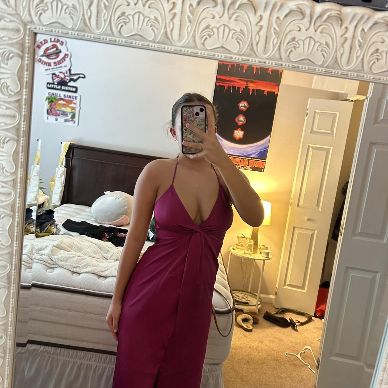 Express magenta satin dress Depop