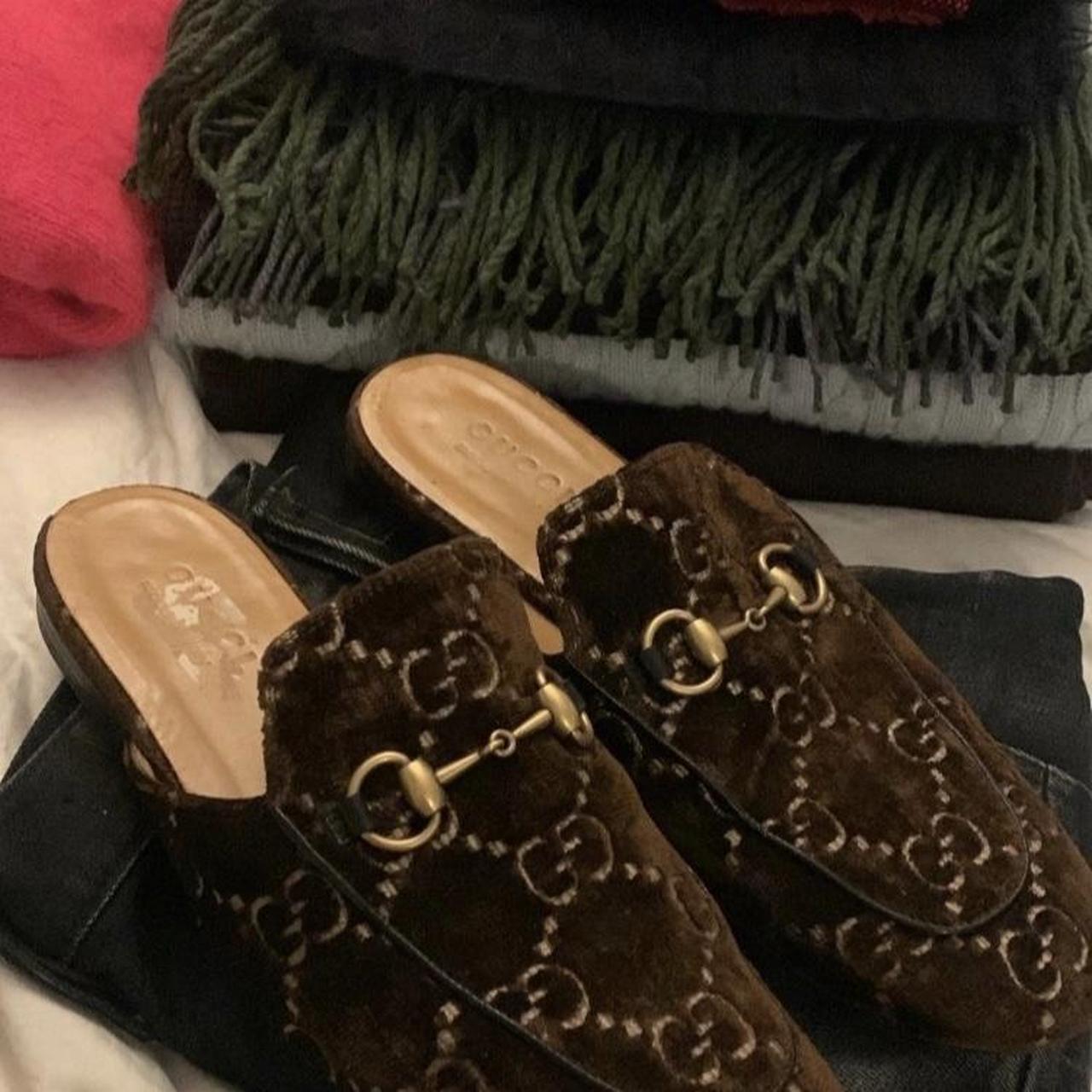 GUCCI Mens Velvet GG Monogram slippers Depop