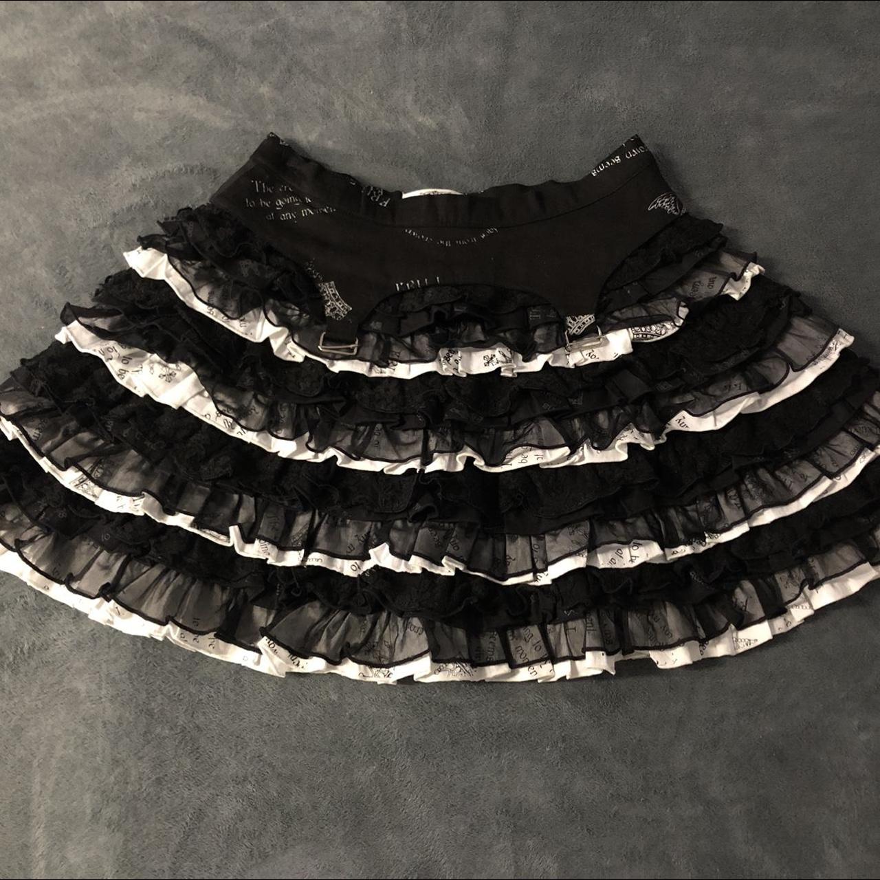 Women's Black and White Skirt | Depop