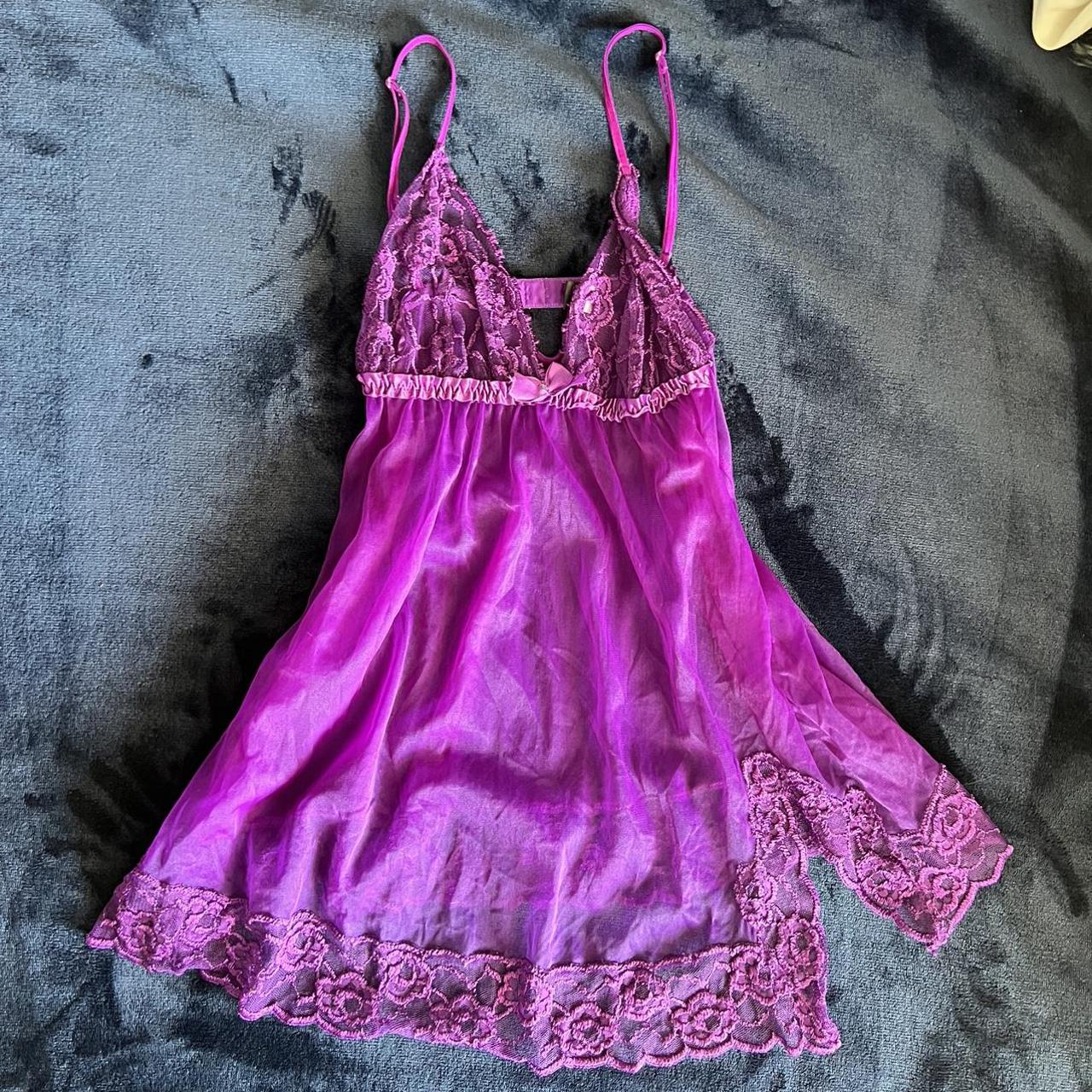 Frederick's of Hollywood Women's Purple and Pink Blouse | Depop