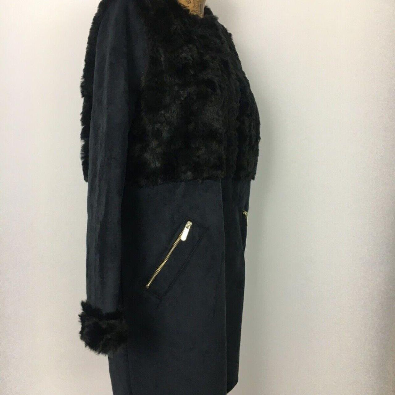Wool Coat River Island Black Faux Fur Jacket Coat With Fur Trim